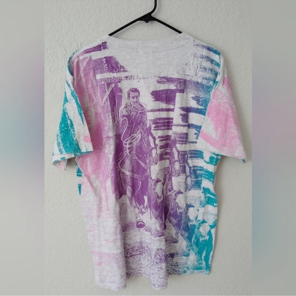 Horsin' Around Vintage 1993 Rodeo All Over Print Cowboy tee top shirt ad… - Picture 5 of 5